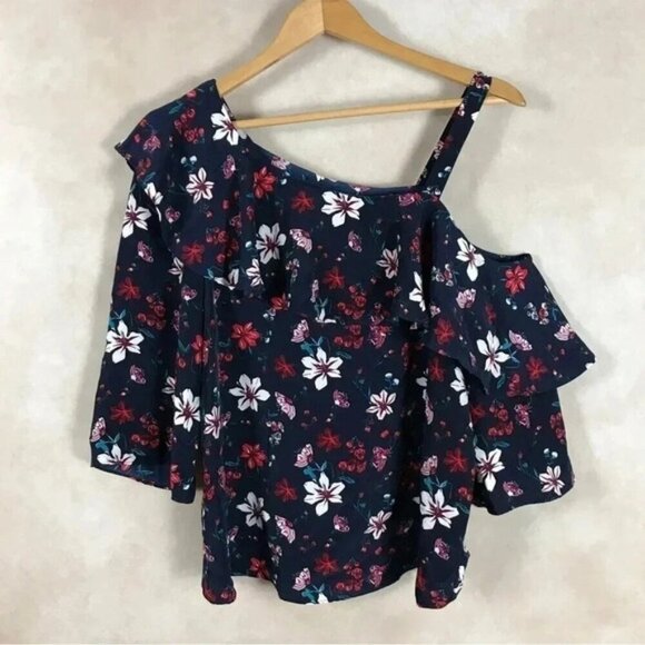 RACHEL ZOE Floral One Shoulder Blouse NWT SMALL - Picture 2 of 7